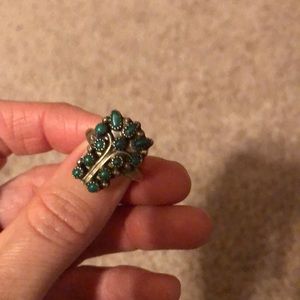 Zuni turquoise sterling ring. Marked sterling